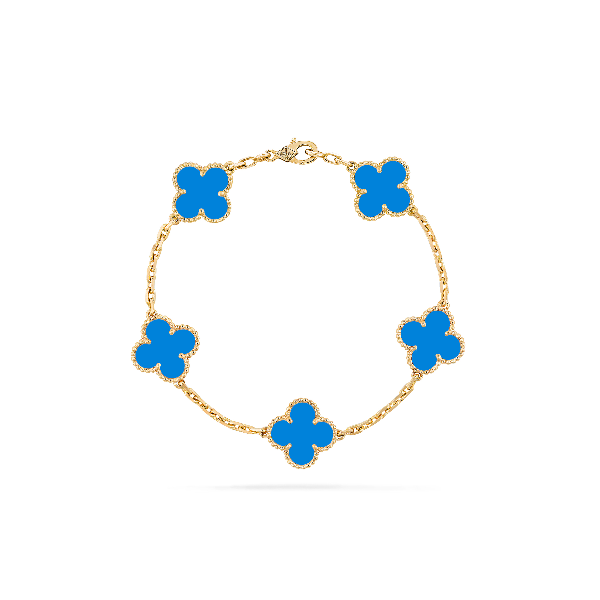 VAN CLEEF ARPELS VINTAGE ALHAMBRA BRACELET, 5 MOTIFS - YELLOW GOLD, AGATE VCARP34900 VAN CLEEF ARPELS VINTAGE ALHAMBRA BRACELET, 5 MOTIFS - YELLOW GOLD, AGATE VCARP34900